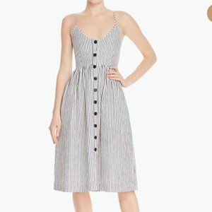 ATM Striped Button-Front Dress with pockets
